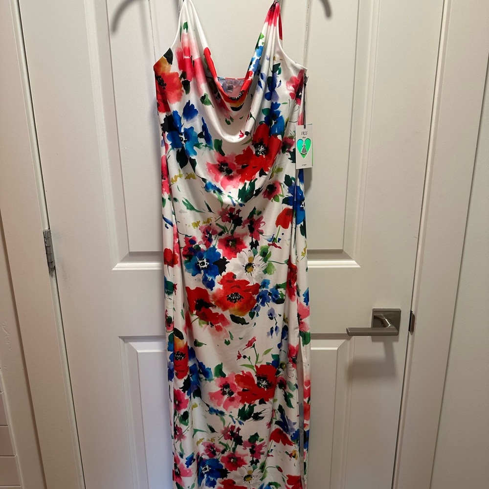 Floral Satin Maxi Dress